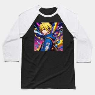 Blonde Anime Boy Baseball T-Shirt